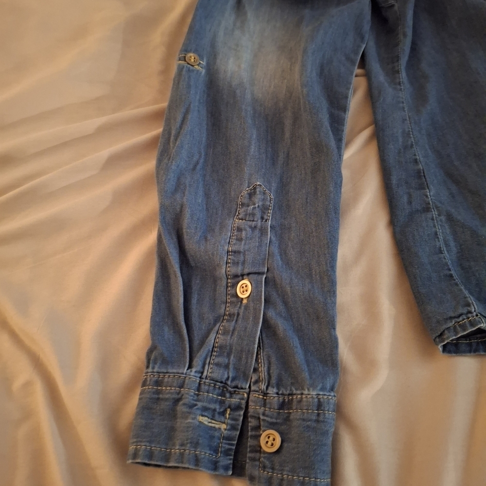 Blue Age Women's Ombre Distressed Button Down Long Sleeve Shirt - Picture 8 of 9